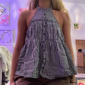 Free People backless plaid top
